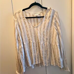 GAP Cream Textured V-Neck Tunic Top